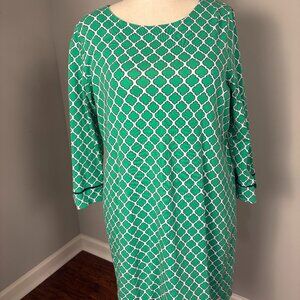 Crown and Ivy green and pink, knit dress with sleeve detail